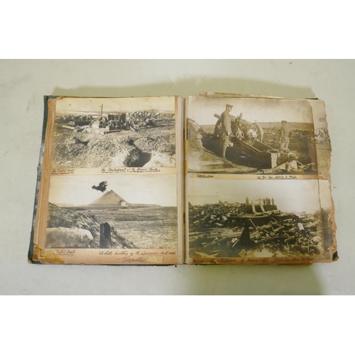 9 - A scrap book of photographs from the Great War, images of the Western Front, artillery and trenches,... 