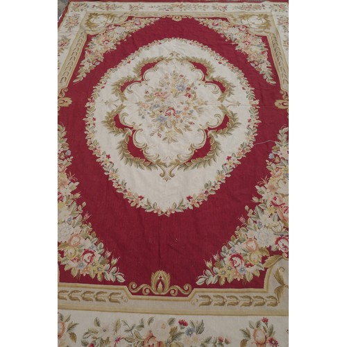 1103 - A woven wool tapestry rug/wall hanging with Aubusson design, 255 x 360cm