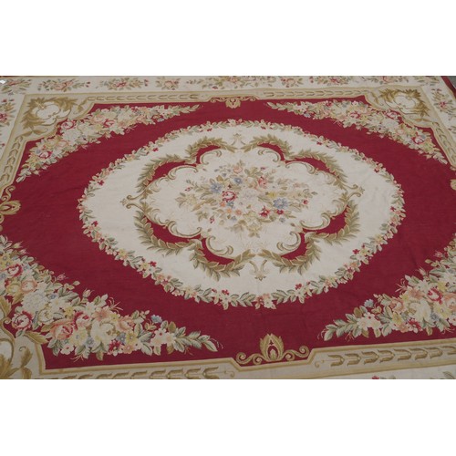 1103 - A woven wool tapestry rug/wall hanging with Aubusson design, 255 x 360cm