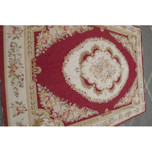 1103 - A woven wool tapestry rug/wall hanging with Aubusson design, 255 x 360cm