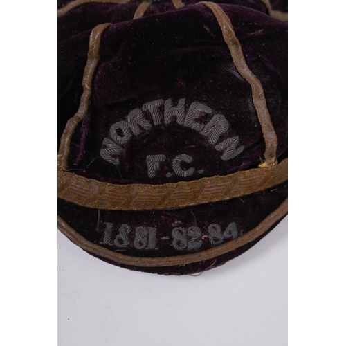 1 - A C19th Scottish Northern Football Club Cap, in claret and gold, for the 1881-82-84 seasons, made by... 