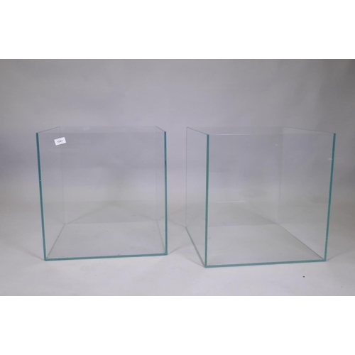 1041 - A pair of glass display planters, 48 x 48cm, 50cm high