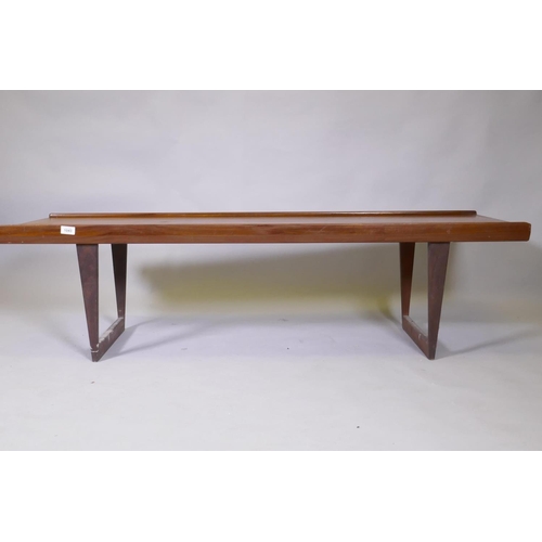 1043 - A Danish mid century teak coffee table, 150 x 45, 41cm