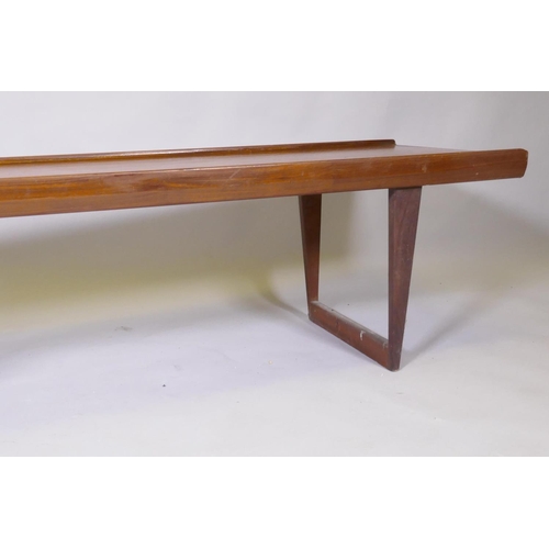 1043 - A Danish mid century teak coffee table, 150 x 45, 41cm