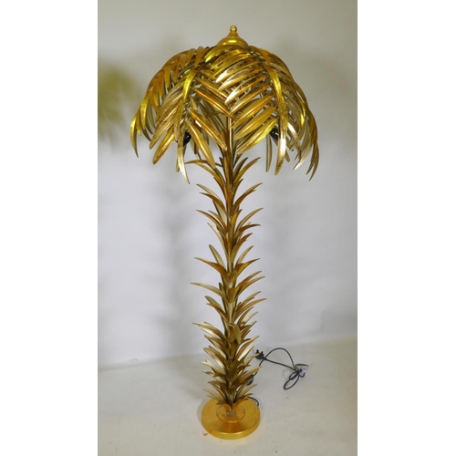 1065 - A gilt metal floor lamp in the form of a palm tree, 160cm high