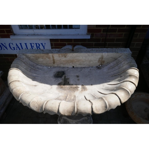 1072 - A monumental carved stone and marble Italianate garden fountain, in three sections, 193cm high