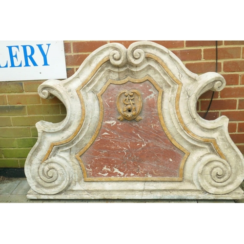 1072 - A monumental carved stone and marble Italianate garden fountain, in three sections, 193cm high