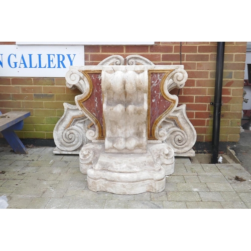 1072 - A monumental carved stone and marble Italianate garden fountain, in three sections, 193cm high