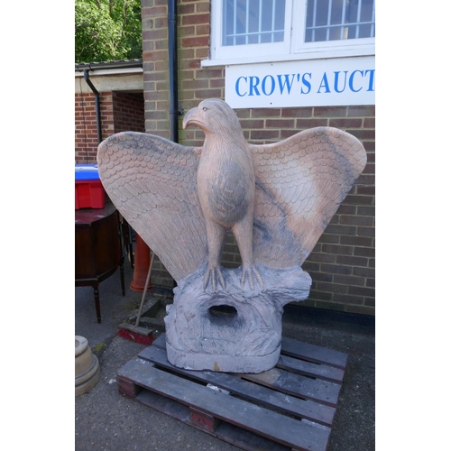 1074 - A pair of monumental carved marble eagles, 152cm high