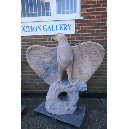 1074 - A pair of monumental carved marble eagles, 152cm high