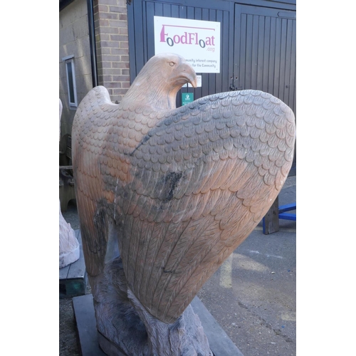 1074 - A pair of monumental carved marble eagles, 152cm high