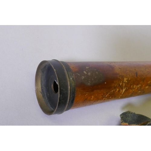 11 - A C19th single draw telescope with wood grip, a pair of Lemaire, Paris, field glasses, Dolland field... 