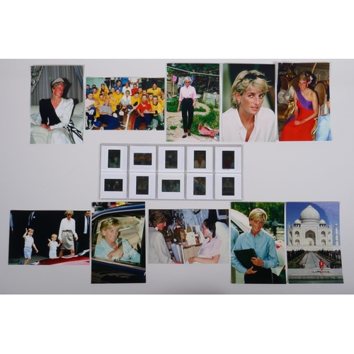 110 - A set of ten photographic slides depicting Princess Diana and a set of accompanying photographs, 10 ... 