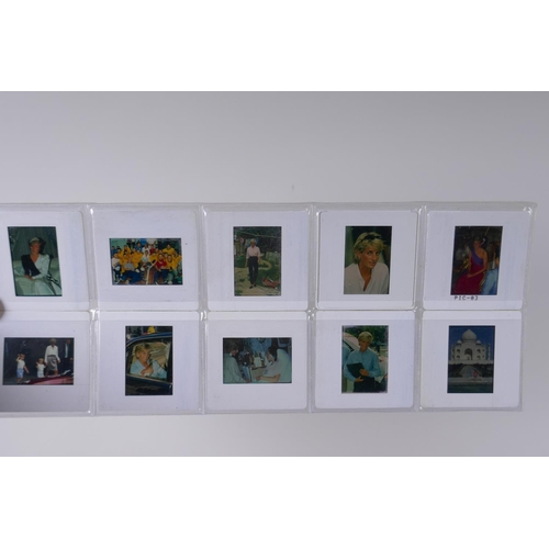 110 - A set of ten photographic slides depicting Princess Diana and a set of accompanying photographs, 10 ... 