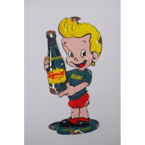 125 - A vintage style 'Squirt' soda enamel advertising sign, 30cm high