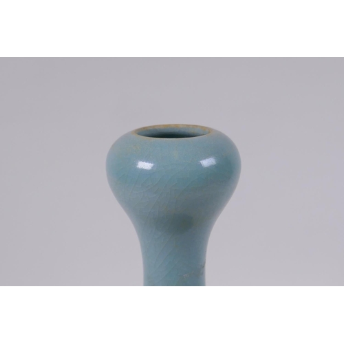 138 - A Chinese Ru ware style porcelain garlic head vase, 29cm high