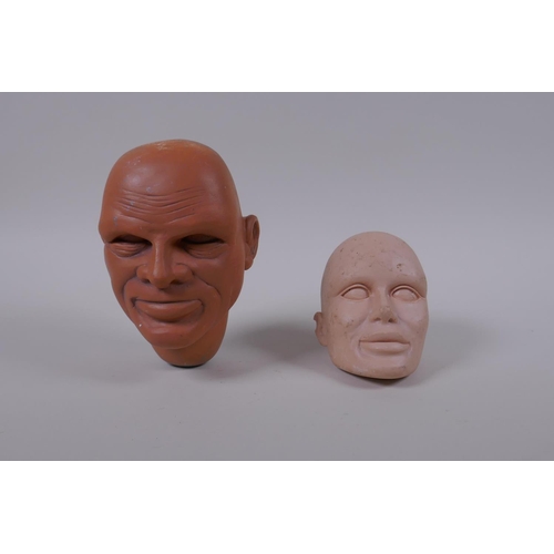 142 - Two puppet heads/maquettes by Phil Eason, relating to Gerry Anderson, largest 14cm high