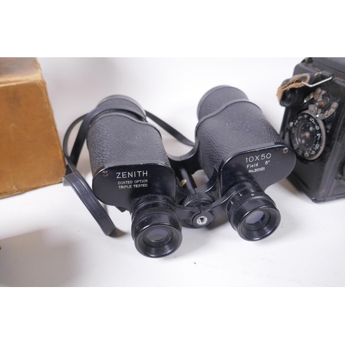 144 - Three vintage medium format film cameras including two Voigtlander Brilliant Compur and Lubitel 2, a... 