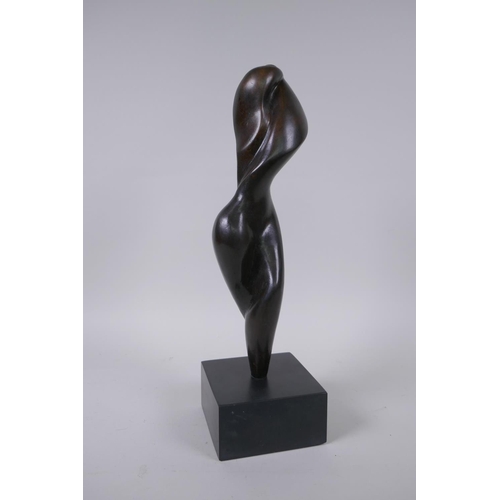 16 - Jill Fitzpatrick, Living, limited edition abstract bronze figure, with original receipt, 35cm high