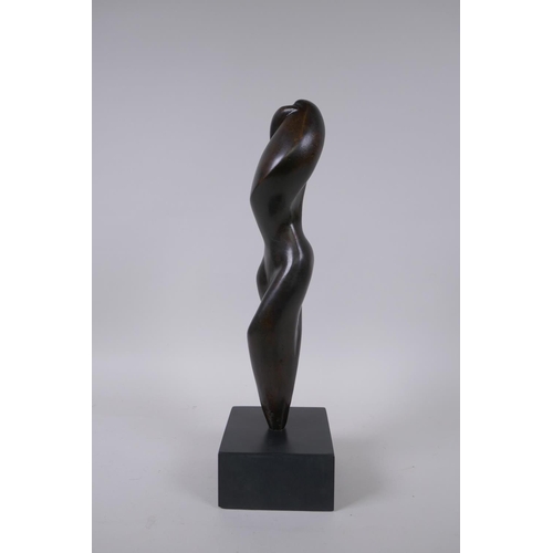 16 - Jill Fitzpatrick, Living, limited edition abstract bronze figure, with original receipt, 35cm high