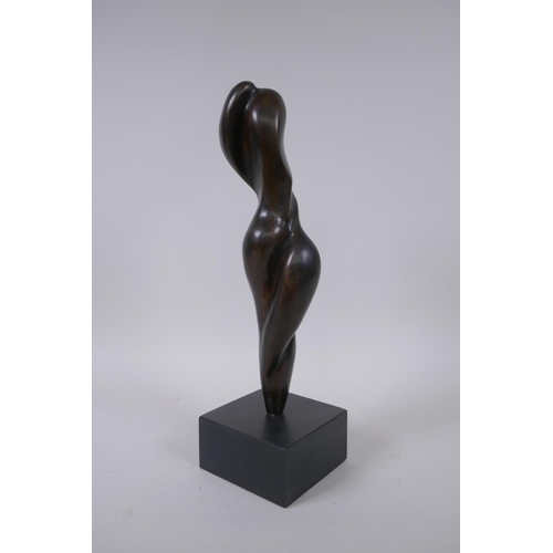 16 - Jill Fitzpatrick, Living, limited edition abstract bronze figure, with original receipt, 35cm high