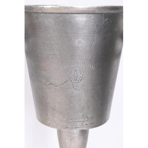 161 - A cast metal Champagne bucket on stand, 74cm high