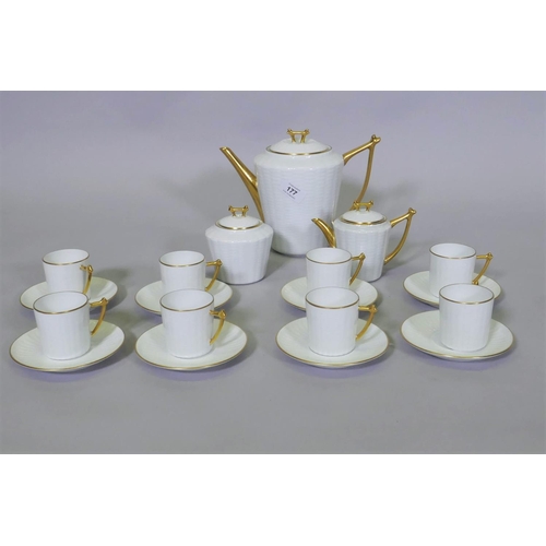 177 - A CH Field Haviland Limoges eight place coffee set, coffee pot 18cm high