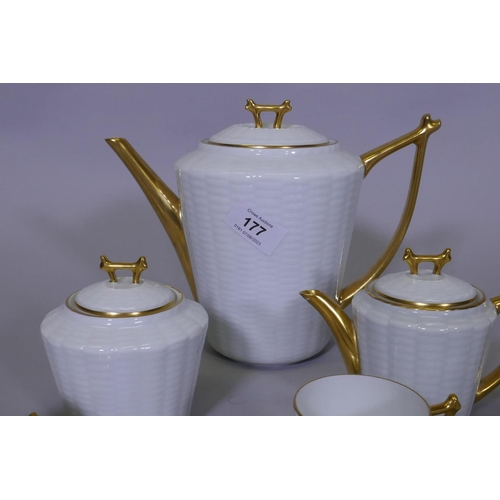 177 - A CH Field Haviland Limoges eight place coffee set, coffee pot 18cm high