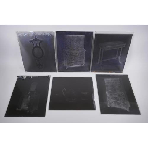 18 - A collection of ten early to mid century glass plate negative photographs of antiques, possibly by R... 