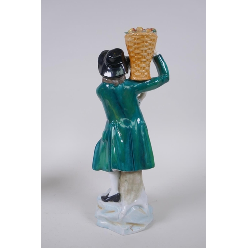 20 - A pair of C19th Samson porcelain figures of apple pickers, gold anchor mark to base, 25cm high