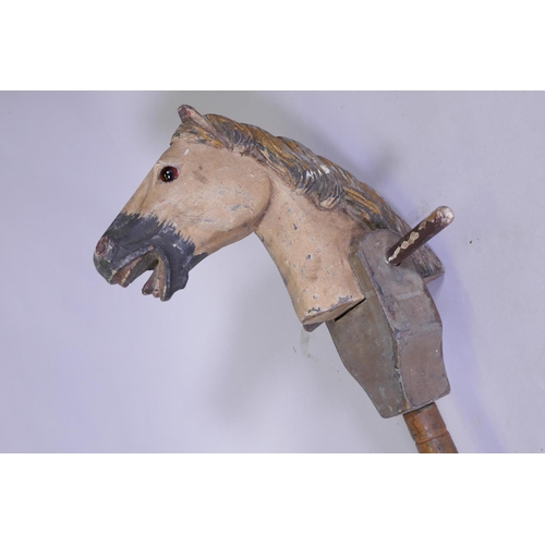 32 - A painted wood Victorian style hobby horse, 98cm high