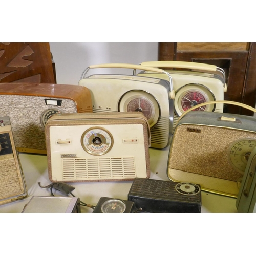 34 - A collection of vintage valve and transistor radios, Bush, Perdio, Figaro, Alba, Decca, Fidelity etc