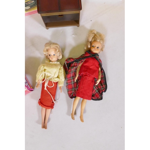 42 - A large collection of vintage pedigree Sindy dolls and accessories, including two 1981/82 Sindy doll... 