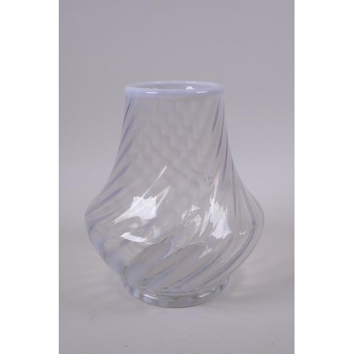 46 - A studio vaseline swirl glass vase, 18cm high