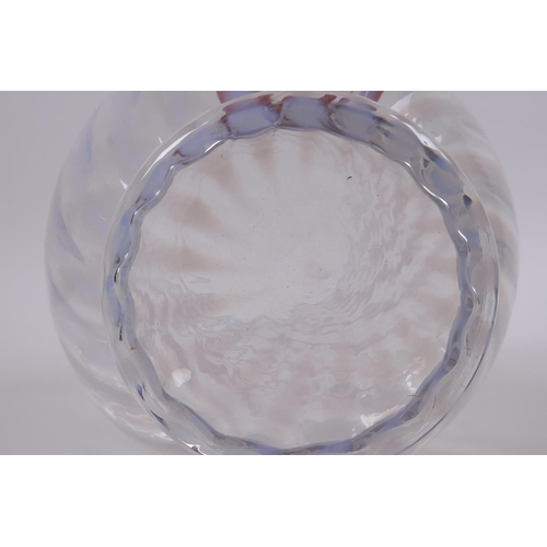 46 - A studio vaseline swirl glass vase, 18cm high