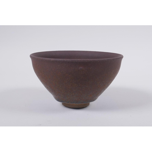 55 - A Chinese Jian ware rice bowl, two character mark to base, 13cm diameter