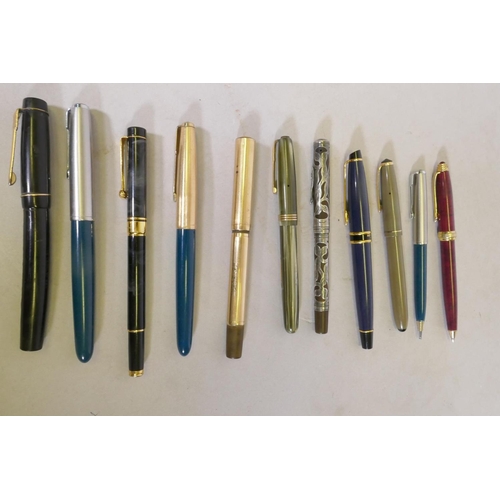 6 - Vintage pens, Watermans 53 with 14ct gold nib, Watermans Ideal, lacking clip, Waterman of Paris, Ono... 