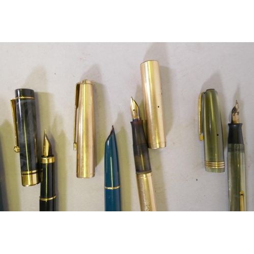 6 - Vintage pens, Watermans 53 with 14ct gold nib, Watermans Ideal, lacking clip, Waterman of Paris, Ono... 