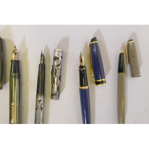 6 - Vintage pens, Watermans 53 with 14ct gold nib, Watermans Ideal, lacking clip, Waterman of Paris, Ono... 