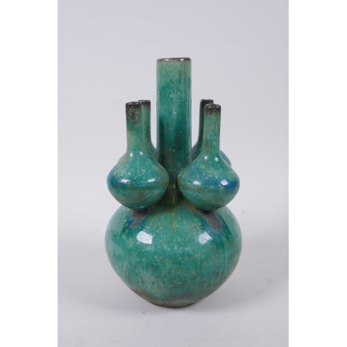 83 - A Chinese green crackle glazed porcelain tulip vase, 22cm high