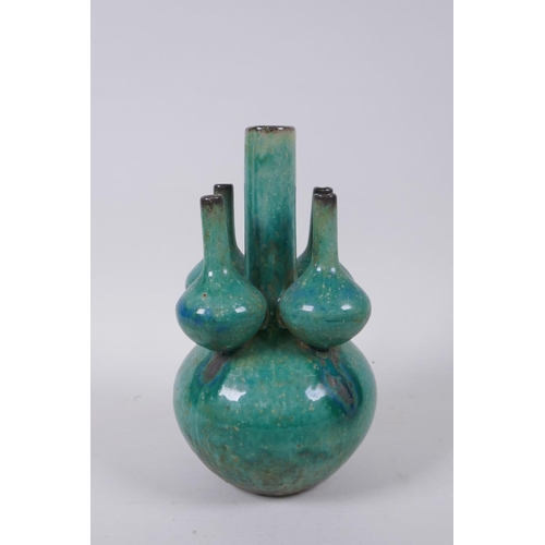 83 - A Chinese green crackle glazed porcelain tulip vase, 22cm high