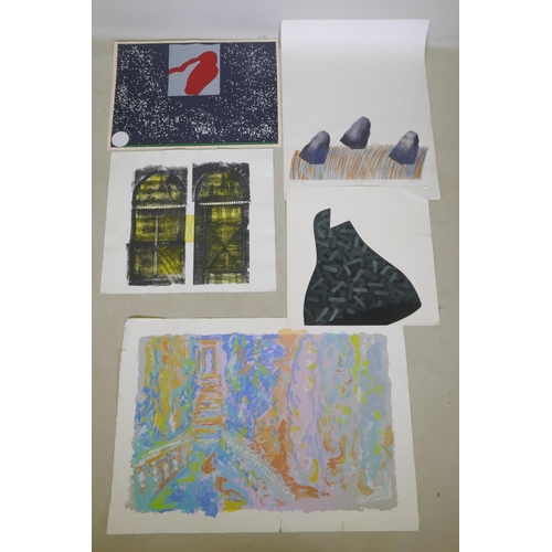 883 - Alan Cox, Megaliths 1, (19)72, contemporary print, together with four other large contemporary print... 