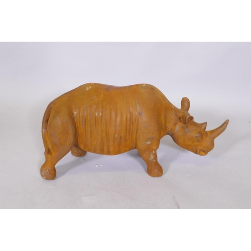 89 - A cast iron rhinoceros, 45cm long