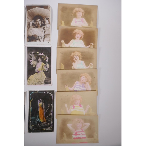 10 - A large collection of late C19th/early C20th glamour portrait postcards, and cartoon satirical postc... 