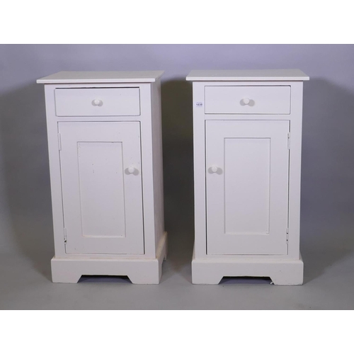 1030 - A pair of antique painted bedside cupboards, 40 x 34 x 72cm high