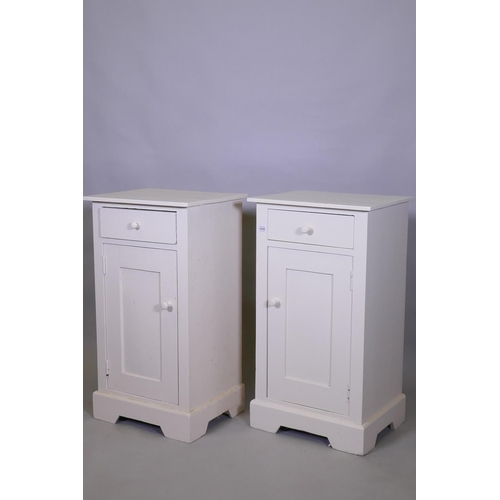 1030 - A pair of antique painted bedside cupboards, 40 x 34 x 72cm high