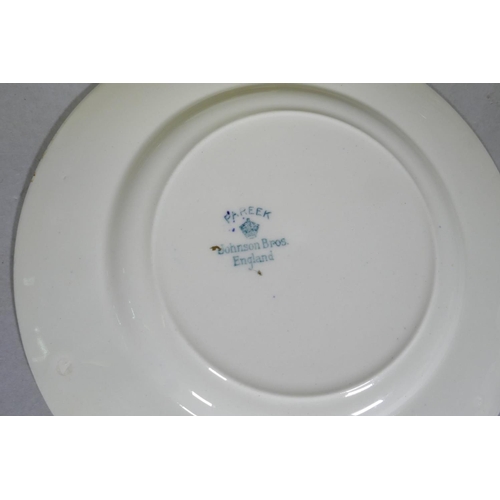 104 - A Royal Crown Derby part dinner service, and Johnson Bros 'Pareek' plates and side plates