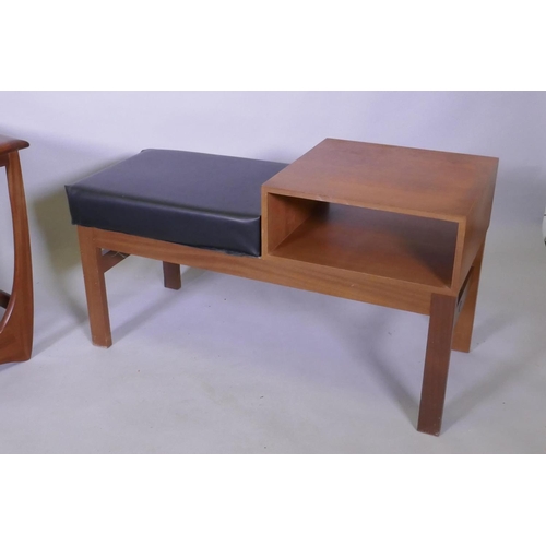 1041 - A nest of three G Plan Astro tile top teak tables, 50 x 50 x 50cm, and a mid century telephone table... 