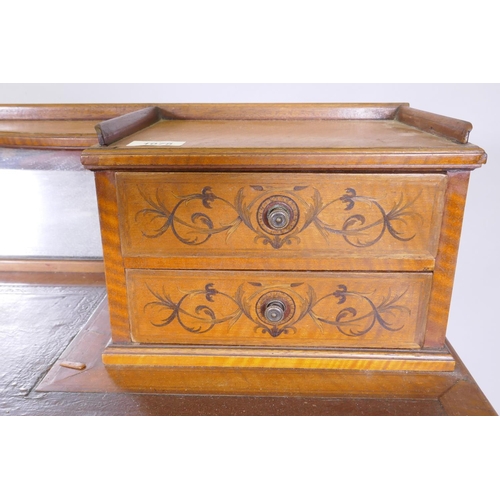 1045 - A Cope & Collinson Victorian inlaid satinwood Sheraton Revival bonheure de jour, the upper secti... 