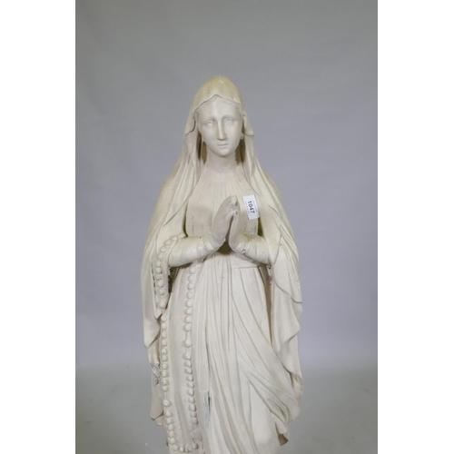 1047 - A painted concrete figure of the Madonna, 100cm high